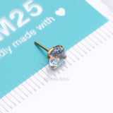 Detail View 4 of Pure24K Implant Grade Titanium OneFit‚Ñ¢ Threadless Light Sapphire CZ Prong Set Birthstone Gem Top Part