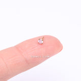 Detail View 2 of Pure24K Implant Grade Titanium OneFit Threadless Pink Rose CZ Prong Set Birthstone Gem Top Part