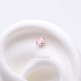 Detail View 1 of Pure24K Implant Grade Titanium OneFit Threadless Pink Rose CZ Prong Set Birthstone Gem Top Part