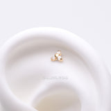 Detail View 1 of Pure24K Implant Grade Titanium OneFit‚Ñ¢ Threadless Trinity Sparkle Prong Set Top Part-Clear Gem