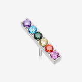 Implant Grade Titanium OneFit Threadless Rainbow Multi-Gem Sparkle Bar Top Part-Rainbow/Multi-Color