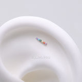 Detail View 1 of Implant Grade Titanium OneFit Threadless Rainbow Multi-Gem Sparkle Bar Top Part-Rainbow/Multi-Color