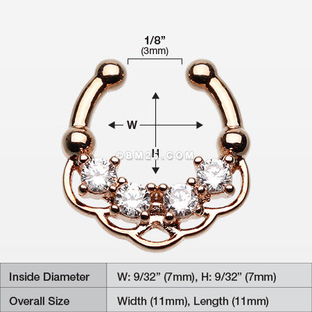 Rose Gold Lua Sparkle Fake Septum Clip-On Ring-Clear