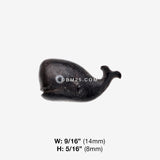 Detail View 1 of A Pair of Moby the Whale Handcarved Earring Stud-Black