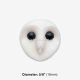 Detail View 1 of A Pair of Frosty Barn Owl Handcarved Earring Stud-Clear Gem/White