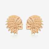 A Pair of Crazy Horse Handcarved Wood Earring Stud-Yellow