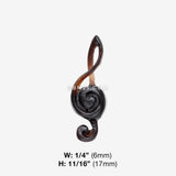 Detail View 1 of A Pair of The Treble Clef Music Note Handcarved Earring Stud-Black