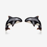 A Pair of Orca the Killer Whale Handcarved Earring Stud-Black