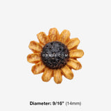 Detail View 1 of A Pair of Sunflower Handcarved Earring Stud-Yellow