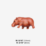 Detail View 1 of A Pair of Baby Hippo Handcarved Earring Stud-Orange/Brown