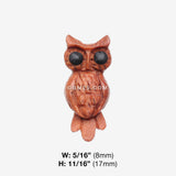 Detail View 1 of A Pair of Midnight Owl Handcarved Earring Stud-Orange/Brown