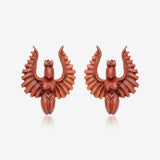 A Pair of Winged Goddess Handcarved Earring Stud-Orange/Brown