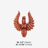 Detail View 1 of A Pair of Winged Goddess Handcarved Earring Stud-Orange/Brown