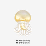Detail View 1 of A Pair of Gleaming Jellyfish Handcarved Earring Stud-Clear Gem/White