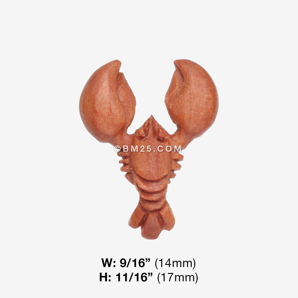 Detail View 1 of A Pair of Rock Lobster Handcarved Earring Stud-Orange/Brown