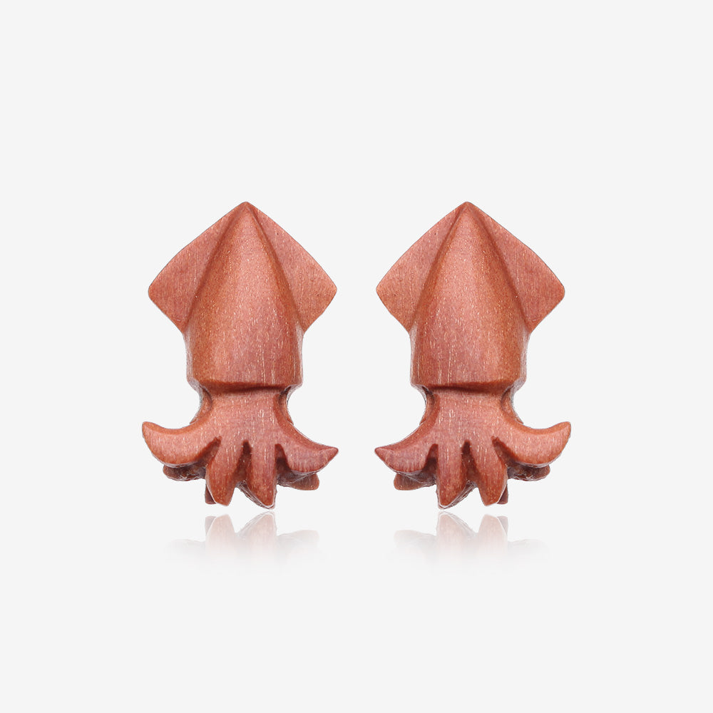 A Pair of The Colossal Squid Handcarved Earring Stud-Orange/Brown