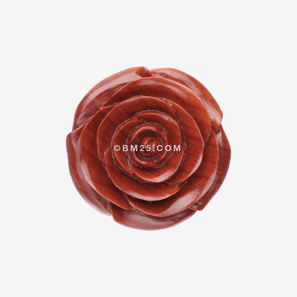 Detail View 1 of Chocolate Rosebud Sabo Wood Fashion Ring-Orange/Brown