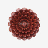 Detail View 1 of Large Chrysanthemum Sabo Wood Fashion Ring-Orange/Brown
