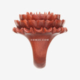Detail View 3 of Large Chrysanthemum Sabo Wood Fashion Ring-Orange/Brown