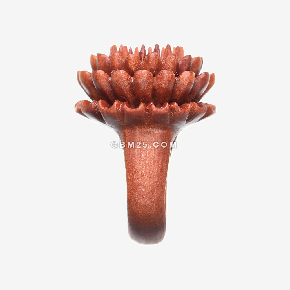 Detail View 3 of Chrysanthemum Sabo Wood Fashion Ring-Orange/Brown