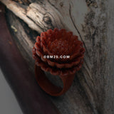 Detail View 4 of Chrysanthemum Sabo Wood Fashion Ring-Orange/Brown