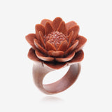 Water Lily Sabo Wood Fashion Ring-Orange/Brown