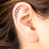 Fire Opal Sparkle Prong Journey Cartilage Tragus Barbell-Blue