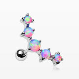 Fire Opal Sparkle Prong Journey Cartilage Tragus Barbell-Pink