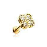 Golden Quatrefoil Sparkle Internally Threaded Micro Labret*