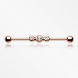 Rose Gold Triple Bubble Sparkle Industrial Barbell*