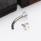 Detail View 2 of Prong Set Gem Sparkles Internally Threaded Curved Barbell-Aurora Borealis