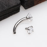 Detail View 2 of Prong Set Gem Sparkles Internally Threaded Curved Barbell-Clear Gem