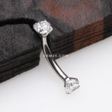 Detail View 1 of Prong Set Gem Sparkles Internally Threaded Curved Barbell-Clear Gem