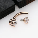 Detail View 2 of Rose Gold Pristine Gem Sparkles Internally Threaded Curved Barbell-Clear Gem