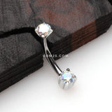 Detail View 1 of Pristine Gem Sparkles Internally Threaded Curved Barbell-Aurora Borealis