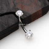 Detail View 1 of Pristine Gem Sparkles Internally Threaded Curved Barbell-Clear Gem