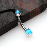 Detail View 1 of Pristine Fire Opal Sparkles Internally Threaded Curved Barbell-Blue