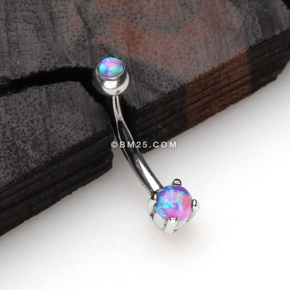 Detail View 1 of Pristine Fire Opal Sparkles Internally Threaded Curved Barbell-Purple