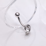 Detail View 1 of Crescent Moon Sparkle Gem Curved Barbell-Clear Gem