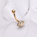 Detail View 1 of Golden All Seeing Eye Sparkle Curved Barbell-Aurora Borealis
