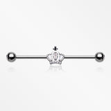 Knight Triumph Crown Sparkle Industrial Barbell-Clear