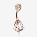 Rose Gold Elegant Teardrop Lace Sparkle Belly Button Ring*