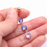 Detail View 3 of Golden Ombre Sparkle Chandelier Belly Button Ring-Purple