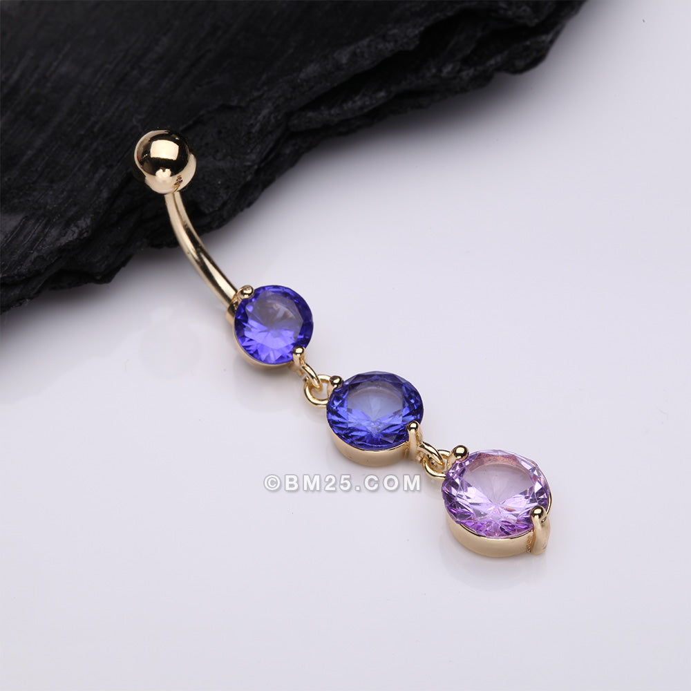 Detail View 2 of Golden Ombre Sparkle Chandelier Belly Button Ring-Purple