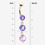 Detail View 1 of Golden Ombre Sparkle Chandelier Belly Button Ring-Purple