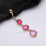 Detail View 2 of Golden Ombre Sparkle Chandelier Belly Button Ring-Pink