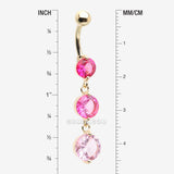 Detail View 1 of Golden Ombre Sparkle Chandelier Belly Button Ring-Pink