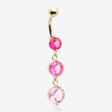 Golden Ombre Sparkle Chandelier Belly Button Ring-Pink