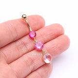 Detail View 3 of Golden Ombre Sparkle Chandelier Belly Button Ring-Pink