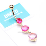 Detail View 4 of Golden Ombre Sparkle Chandelier Belly Button Ring-Pink